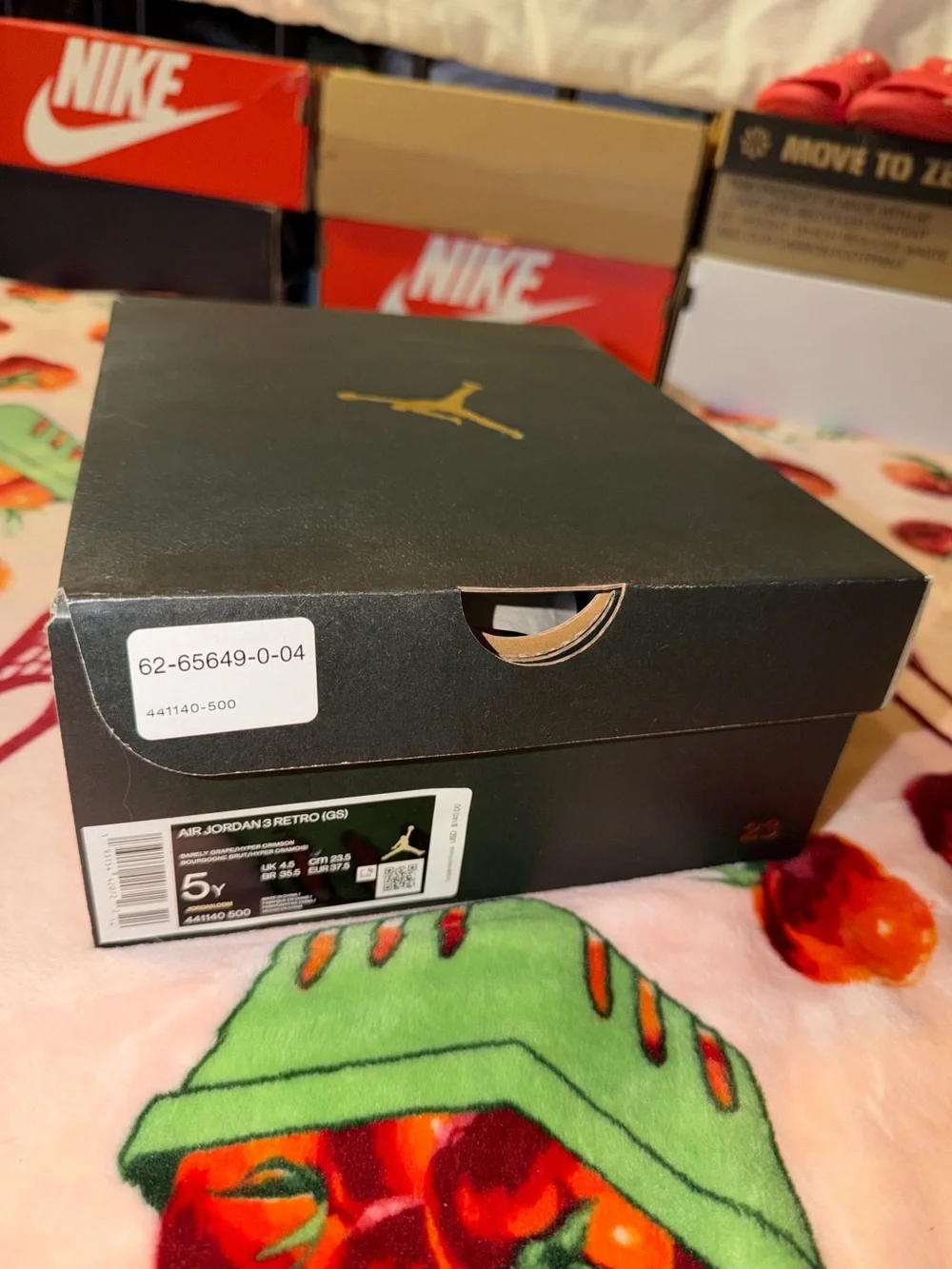 Jordan 3 Retro Barely Grape (GS) 5Y Like New In Box Girls Shoes Sneakers